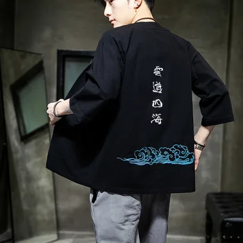 #3943 Summer Red Black Kimono Jacket Men Cotton Linen Printed Chinese Elements Vintage Streetwear Hip Hop Jacket Half Sleeve 
#3943 Summer Red Black Kimono Jacket Men Cotton Linen Printed Chinese Elements Vintage Streetwear Hip Hop Jacket Half Sleeve