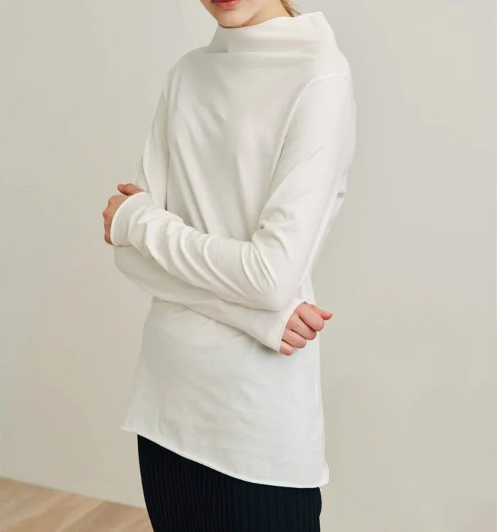 Autumn Long Sleeve T Shirt Irregular Stand Collar Tee Solid White Camel Basic Slim Women Top
Autumn Long Sleeve T Shirt Irregular Stand Collar Tee Solid White Camel Basic Slim Women Top