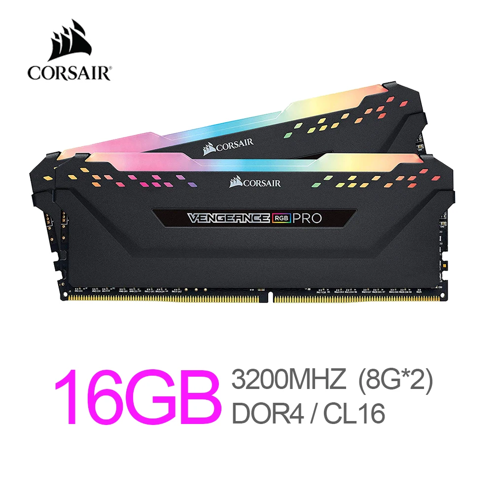 Модуль памяти для настольных ПК Corsair Vengeance RGB Pro 16 Гб (2x8 ГБ) DDR4 3200 (PC4-25600) C16 черный |