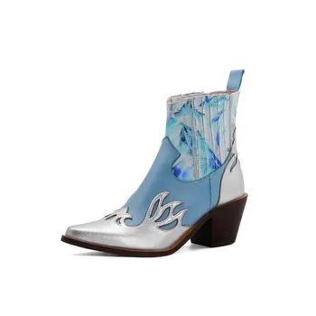 OLOMLB Womens Pointy Toe Match Colors Genuine Leather Ankle Boots Chunky Heel Chelsea Print Western Shoes Plus Size 34-43
OLOMLB Womens Pointy Toe Match Colors Genuine Leather Ankle Boots Chunky Heel Chelsea Print Western Shoes Plus Size 34-43
