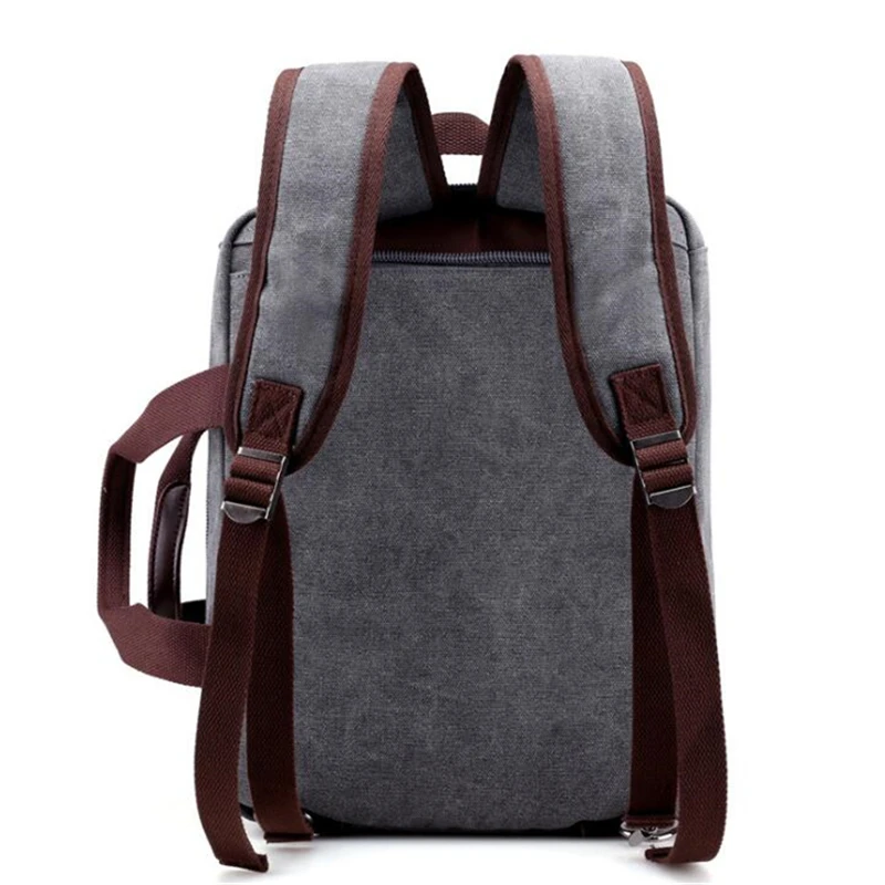 Fashion Men Canvas Bag Leather Briefcase Travel Suitcase Messenger
