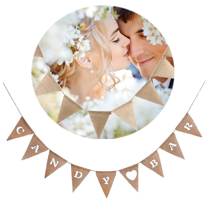 Candy Bar Heart Print Banner Hessian Pennant Triangle Burlap Banner Triangle Flags for Party Decoration
Candy Bar Heart Print Banner Hessian Pennant Triangle Burlap Banner Triangle Flags for Party Decoration