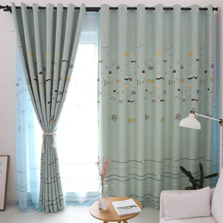 Cartoon Blue Fish Patterns Curtains for Living Room Shading French Window Curtains for Bedroom Children Room
Cartoon Blue Fish Patterns Curtains for Living Room Shading French Window Curtains for Bedroom Children Room
