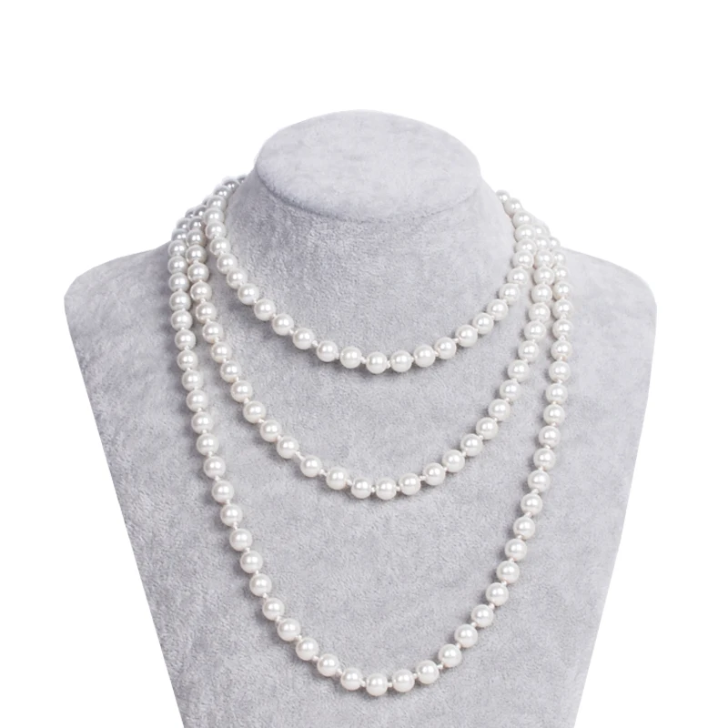 

HOWAWAY Art Deco Fashion Faux Pearls Necklace 1920s Flapper Beads Cluster Long Pearl Necklace for Gats150cm long pearl necklace