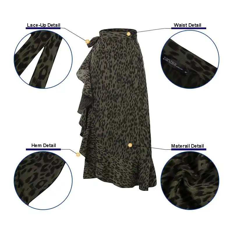 Женские богемные юбки с леопардовым принтом 2020 ZANZEA летняя юбка высокой талией