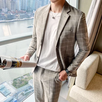2020 New Plaid Suit Men Groom Wedding Suits for Men Casual Slim 2 Pcs Set Tuxedo Street Wear Male Clothing Terno Costume Homme
2020 New Plaid Suit Men Groom Wedding Suits for Men Casual Slim 2 Pcs Set Tuxedo Street Wear Male Clothing Terno Costume Homme