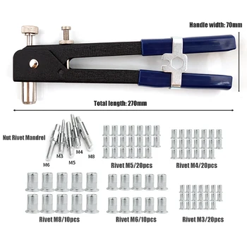 86pcs Riveting Manual Double Handle Core Pulling Riveter Hand Rivet Nut Hand Tool Kit with Threaded Rivet Tool Home Repair Tool
86pcs Riveting Manual Double Handle Core Pulling Riveter Hand Rivet Nut Hand Tool Kit with Threaded Rivet Tool Home Repair Tool