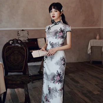 Summer Chinese Women Slim Long Cheongsam Vintage satin Evening Party Dress Elegant Print Floral Qipao Oversize 3XL 4XL
Summer Chinese Women Slim Long Cheongsam Vintage satin Evening Party Dress Elegant Print Floral Qipao Oversize 3XL 4XL