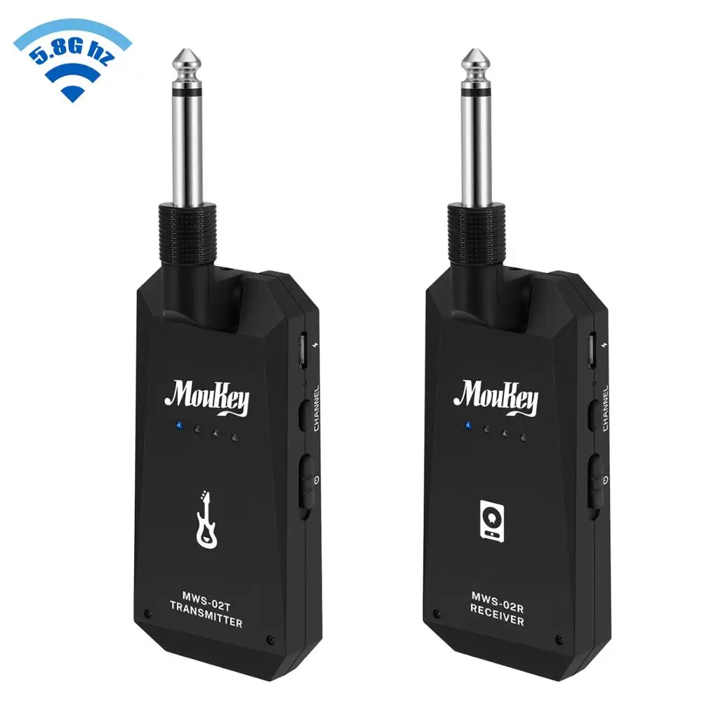 Moukey 5.8GHz Wireless Guitar Digital Transmitter Receiver 4 Channels Rechargeable Audio Guitar System for Electric Guitar Bass
Moukey 5.8GHz Wireless Guitar Digital Transmitter Receiver 4 Channels Rechargeable Audio Guitar System for Electric Guitar Bass