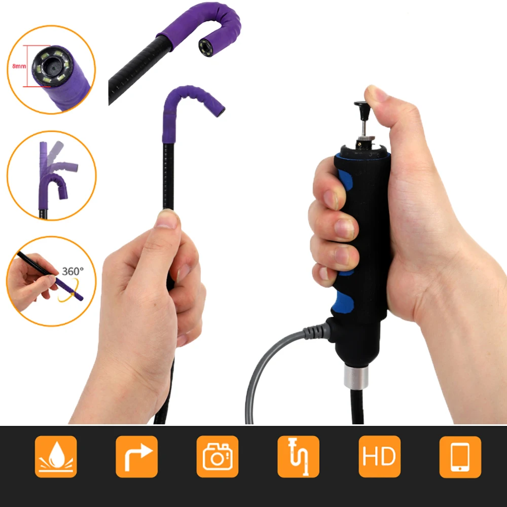 180 Rotatable Industrial Endoscope Camera with Screen Steering Automotive Pipe Security Video Inspection Device for Pipes Cars
180 Rotatable Industrial Endoscope Camera with Screen Steering Automotive Pipe Security Video Inspection Device for Pipes Cars