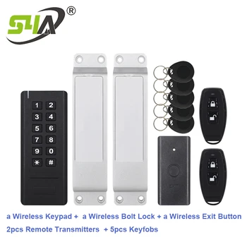 Wireless Access Control Kits wireless keypad and Wireless Bolt Lock and wireless exit button for office or home