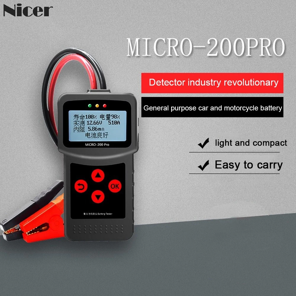 MICRO-200 PRO Car Battery Tester Analyzer 12V/24V AGM EFB Battery System Tester Automotive Motorcycle Quick Diagnostic Tools
MICRO-200 PRO Car Battery Tester Analyzer 12V/24V AGM EFB Battery System Tester Automotive Motorcycle Quick Diagnostic Tools
