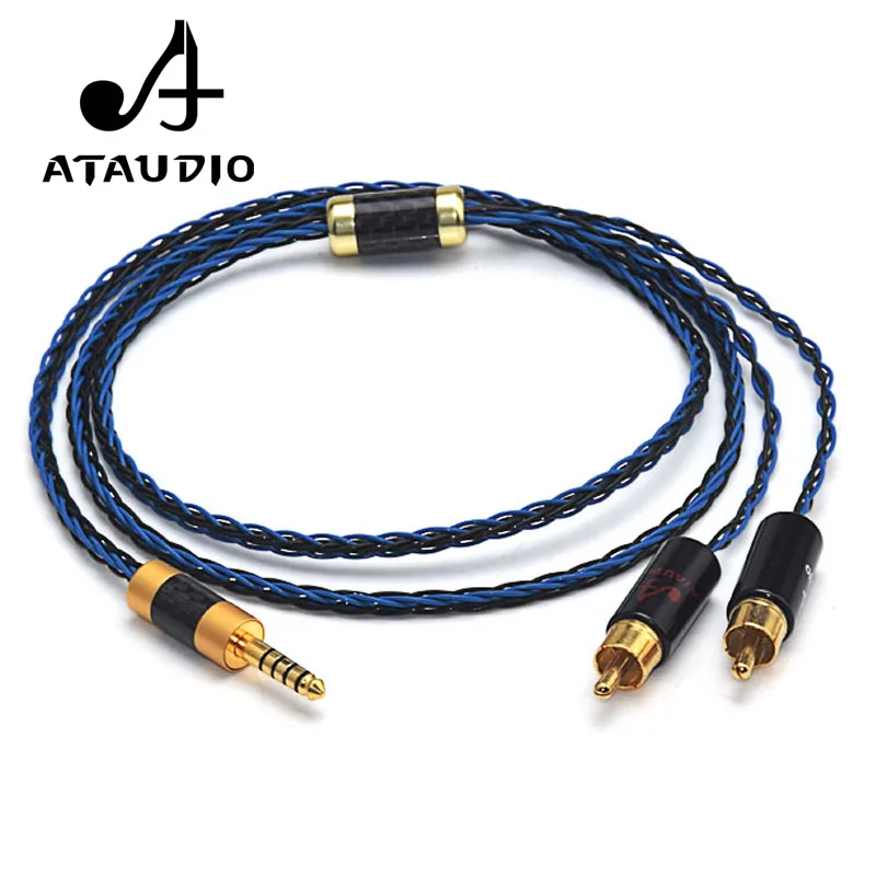 

ATAUDIO Hifi Silver Plated 4.4mm Balanced to 2 RCA Male Audio Cable For Sony NW-WM1Z 1A MDR-Z1R TA-ZH1ES PHA-2A