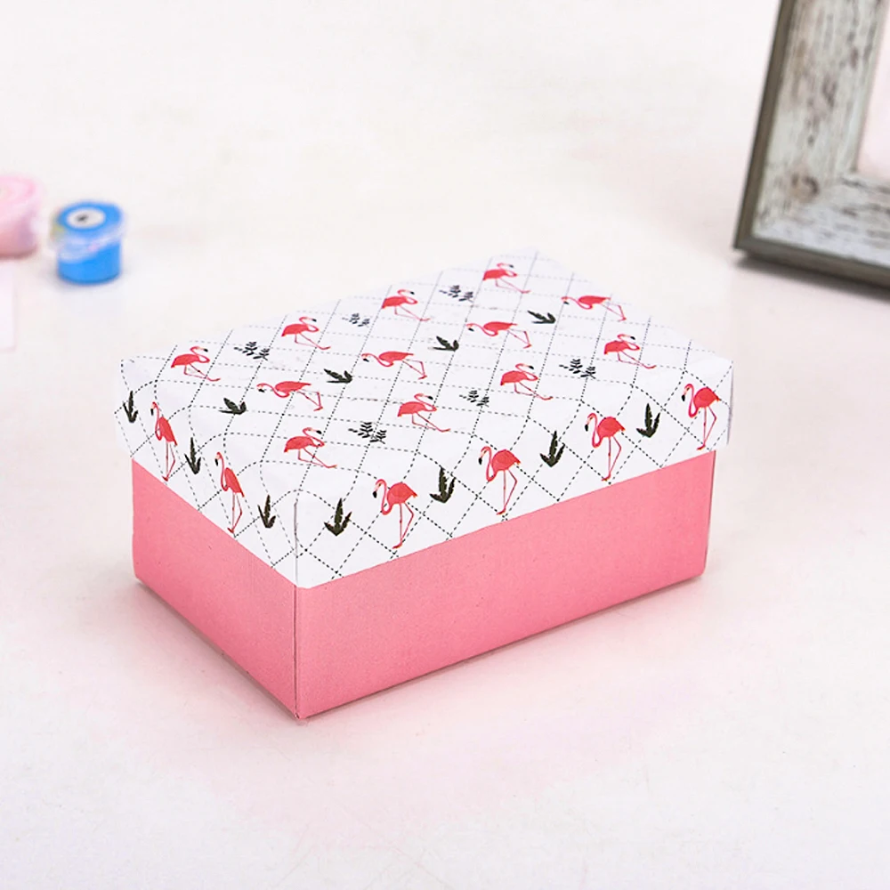 1/4pcs gift jewelry packaging box kraft flamingo leaf gift paper