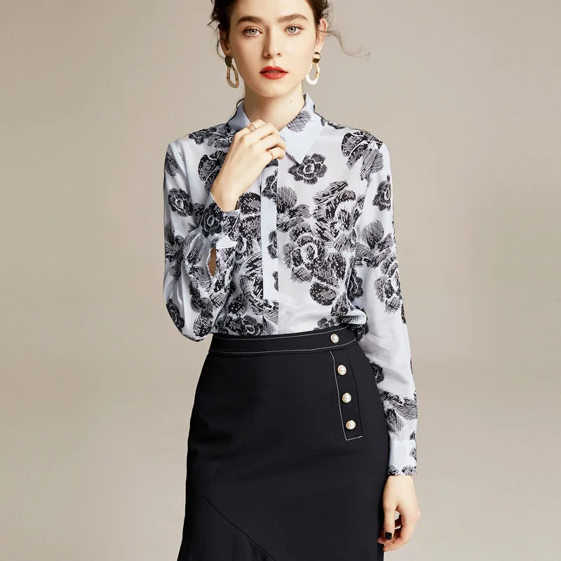 Elegant Light Blue Print Silk Blouses Women Spring Long Sleeve Shirts Office Ladies Business Work Clothes High Quality Tops Chic
Elegant Light Blue Print Silk Blouses Women Spring Long Sleeve Shirts Office Ladies Business Work Clothes High Quality Tops Chic