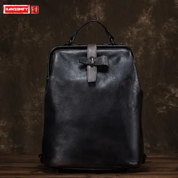 Women Big Bag Female Shoulder Bag Backpack Retro Style Simple Original Personality Solid Color Hand-wiping Color Genuine Leather 
Women Big Bag Female Shoulder Bag Backpack Retro Style Simple Original Personality Solid Color Hand-wiping Color Genuine Leather