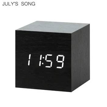 JULY'S SONG Sounds Control Wooden Clock Digital LED Alarm Clocks Temperature Wacth Electronic Table Timer Calendar Desktop Decor
JULY'S SONG Sounds Control Wooden Clock Digital LED Alarm Clocks Temperature Wacth Electronic Table Timer Calendar Desktop Decor