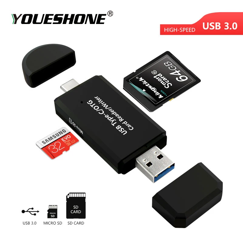 Type C & micro USB & USB 3 In 1 OTG Card Reader High-speed USB3.0 Universal OTG TF/SD for Android Computer Extension Headers
Type C & micro USB & USB 3 In 1 OTG Card Reader High-speed USB3.0 Universal OTG TF/SD for Android Computer Extension Headers