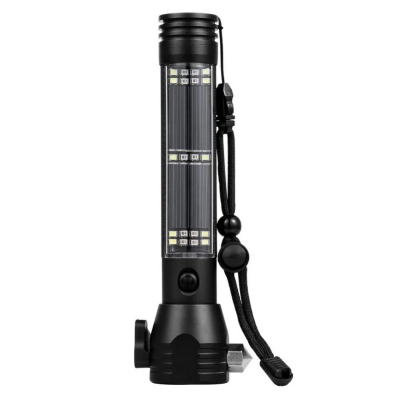 9-in-1 solar LED flashlight with multi-function safety hammer and survival tool and emergency light
9-in-1 solar LED flashlight with multi-function safety hammer and survival tool and emergency light