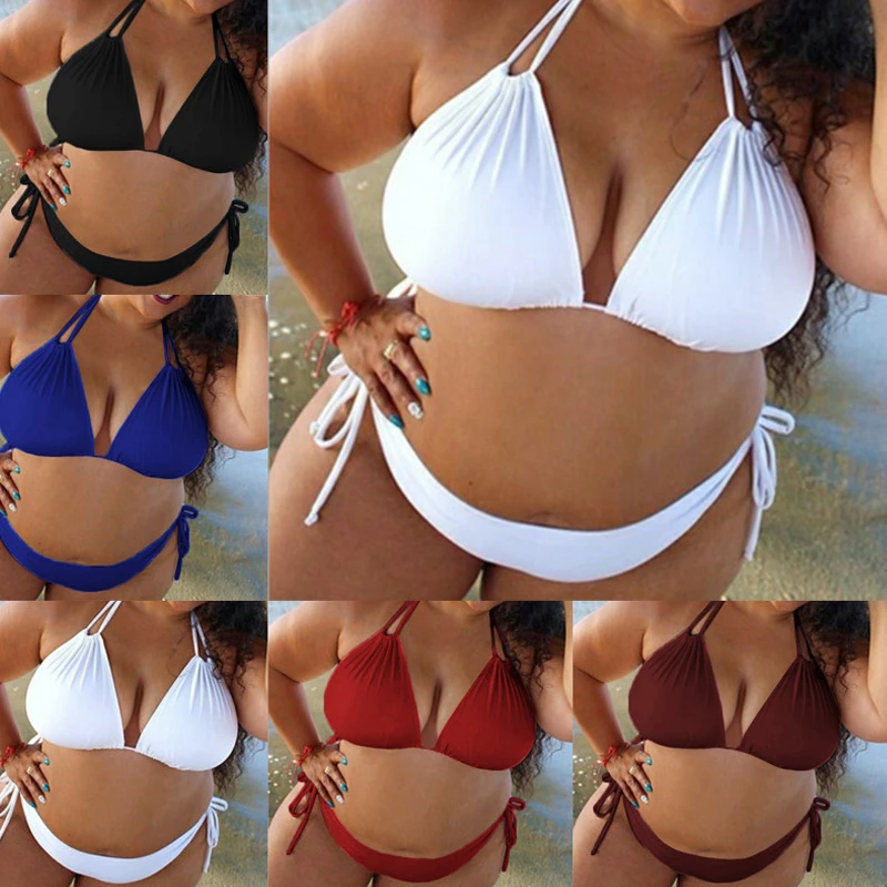 Double Strap Solid Bikini Set Halter Bandage Thong Swimming Suit Brazilian Padded Thong Plus Size Swimsuit 5XL Femme Biquinis
Double Strap Solid Bikini Set Halter Bandage Thong Swimming Suit Brazilian Padded Thong Plus Size Swimsuit 5XL Femme Biquinis