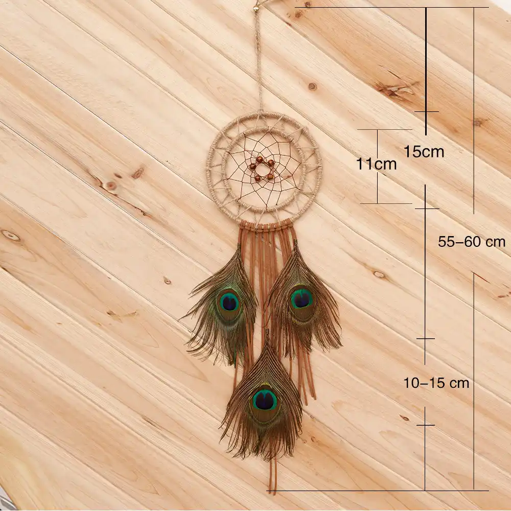 circles peacock fur dreamcatcher wind chime car mounted feather