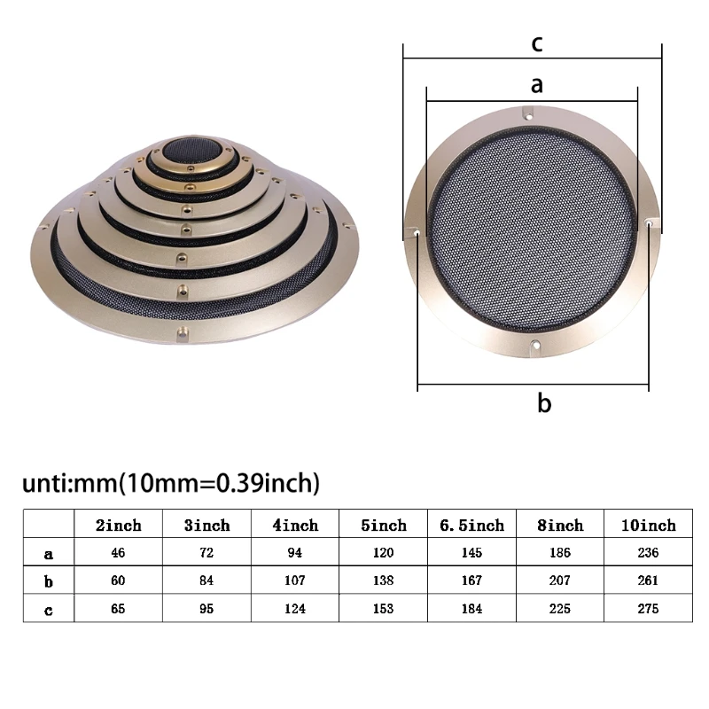2Pcs For 2"/3"//5"/6.5"/8"/10" inch Speaker Conversion Net Cover Decorative Circle Metal Mesh Grille Golden
2Pcs For 2"/3"//5"/6.5"/8"/10" inch Speaker Conversion Net Cover Decorative Circle Metal Mesh Grille Golden