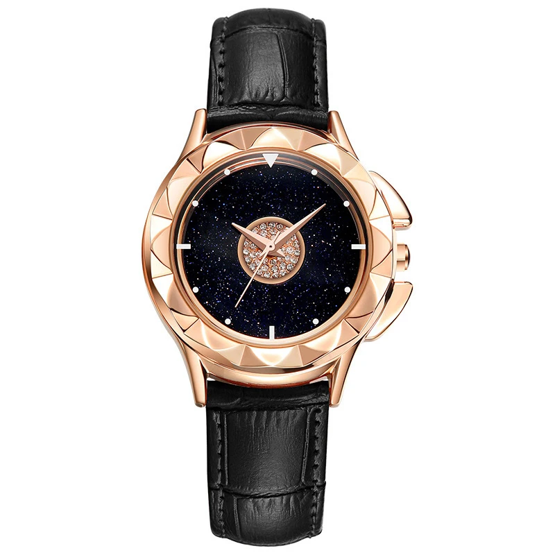 Ladies Watch Creative Rotating Starry Sky Dial Elegant Elegant Leather Strap Quartz Watch
Ladies Watch Creative Rotating Starry Sky Dial Elegant Elegant Leather Strap Quartz Watch