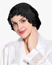 

Yunfreesilk Silk Night Bonnet 100% 19 Momme Mulberry Silk Sleeping Cap for Women Hair Care Adjustable Smooth & Soft Elastic Band