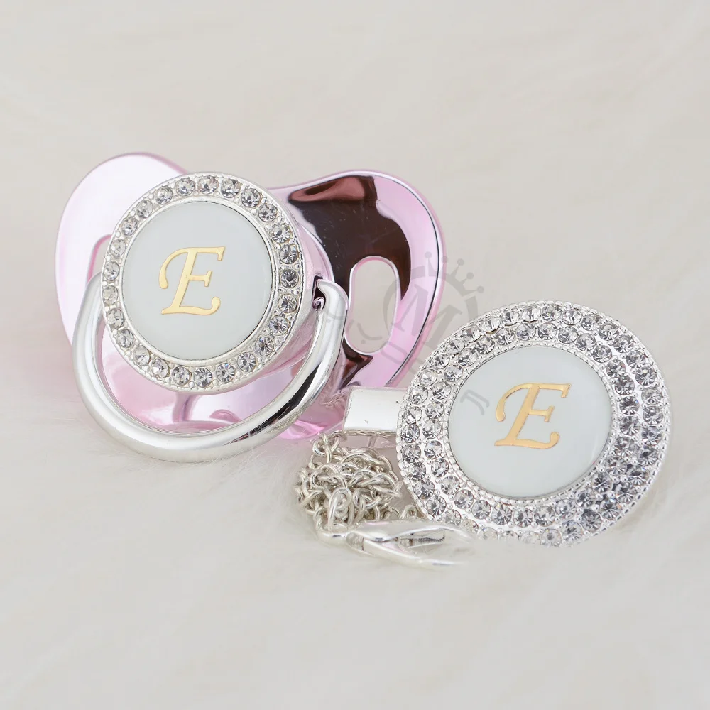 BLING silver bling pacifier and pacifier clip set name Initials letter E unique BPA free dummy bling baby shower gift LE-1
BLING silver bling pacifier and pacifier clip set name Initials letter E unique BPA free dummy bling baby shower gift LE-1