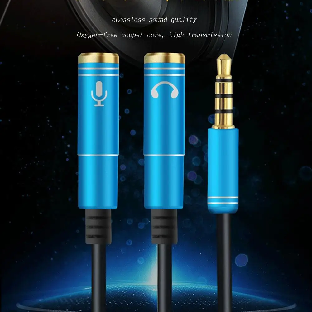 

3.5mm Male To 2 Female Stereo Audio Cable Headset Mic TRRS Y Splitter Cable Adapter Mobile Phone Adapters & Converters