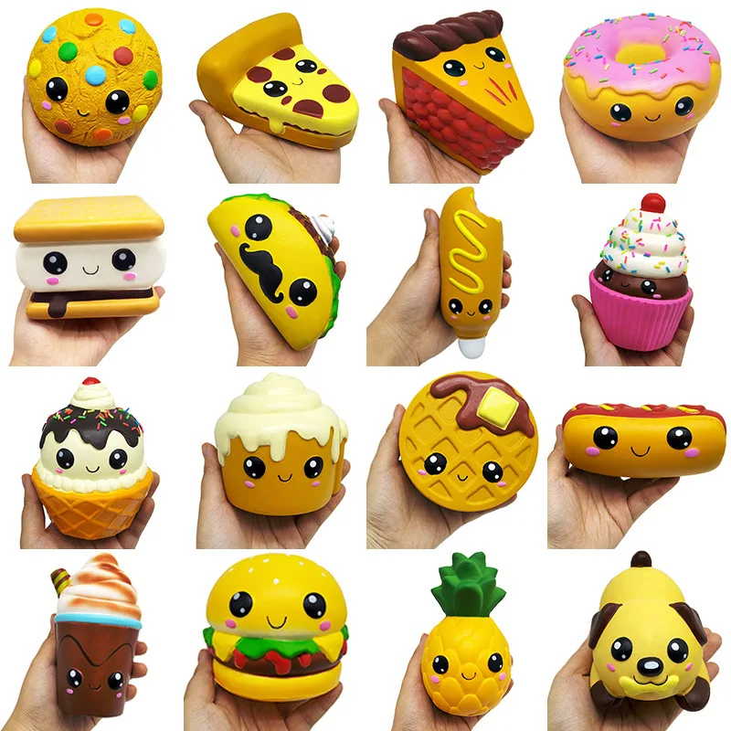 

Jumbo Food Squishies Toys Soft Kawaii Slow Rising Squishy Hamburger Cake Ice Cream Pizza Shape Sensory Fidget Toys for Kids