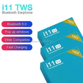 i11 TWS Wireless Bluetooth Headphones Earbuds with pop up window Twins Mini Earbuds for iPhone X Android i11 5.0 touch blue box
i11 TWS Wireless Bluetooth Headphones Earbuds with pop up window Twins Mini Earbuds for iPhone X Android i11 5.0 touch blue box