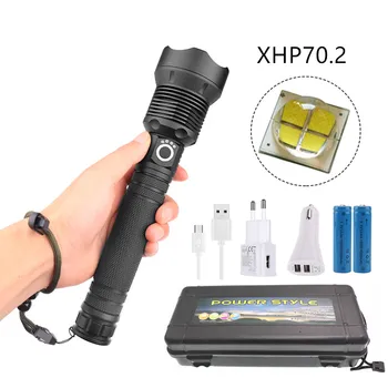 Powerful LED Flashlight With XHP 70.2 Lamp bead Zoomable 3 lighting modes LED Torch Support for Mircro charging hunting lamp
Powerful LED Flashlight With XHP 70.2 Lamp bead Zoomable 3 lighting modes LED Torch Support for Mircro charging hunting lamp