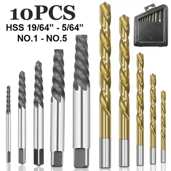 10PCS Drill Bitand Extractors Bit HSS High Steel Woodworking Drill Bit Broken Bolt Damaged Screw Extractor Set with Metal Case
10PCS Drill Bitand Extractors Bit HSS High Steel Woodworking Drill Bit Broken Bolt Damaged Screw Extractor Set with Metal Case