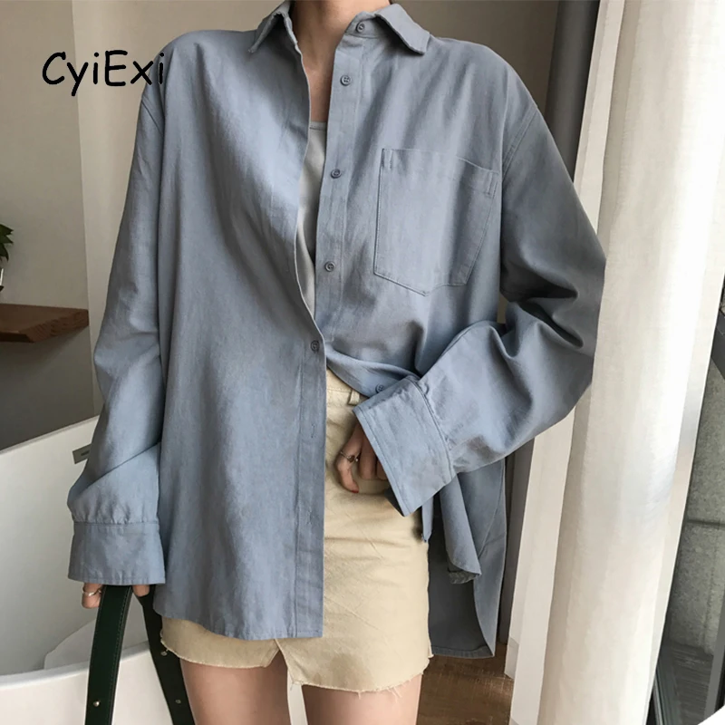 CyiExi Women Cotton Blouses Shirts Spring Autumn Long Sleeve Shirt Blue/White Blouse Female Casual Loose Tops Ladies Street Wear 
CyiExi Women Cotton Blouses Shirts Spring Autumn Long Sleeve Shirt Blue/White Blouse Female Casual Loose Tops Ladies Street Wear