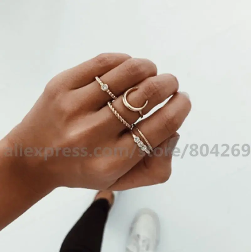 Fashionable Ladies finger rings Wholesale Finger Ring Sets Newest Moon Design Factory Price | Украшения и аксессуары