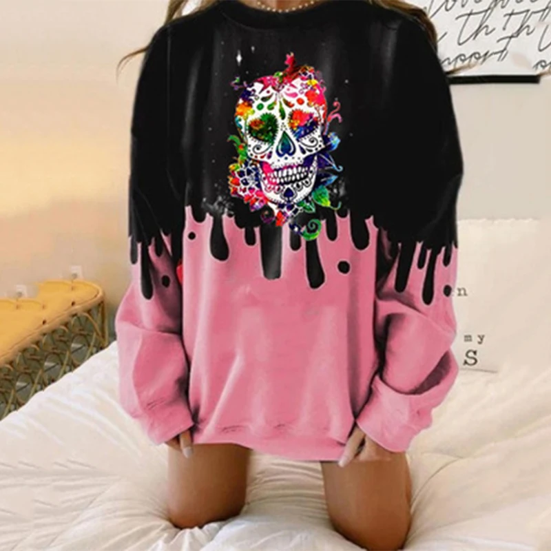 Oversize Skull Print Women Plus Size Sweatshirt Autumn Winter Thin Loose Pullovers Top Long Sleeve O-Neck Female Streetwear Tops
Oversize Skull Print Women Plus Size Sweatshirt Autumn Winter Thin Loose Pullovers Top Long Sleeve O-Neck Female Streetwear Tops