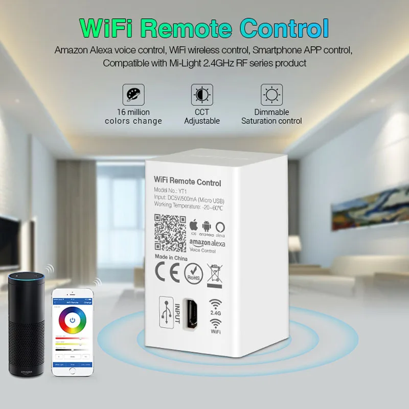 MiBOXER YT1 Remote Controller Amazon Alexa Voice Control WiFi Wireless & Smartphone APP Control work with Mi.light 2.4G Series
MiBOXER YT1 Remote Controller Amazon Alexa Voice Control WiFi Wireless & Smartphone APP Control work with Mi.light 2.4G Series