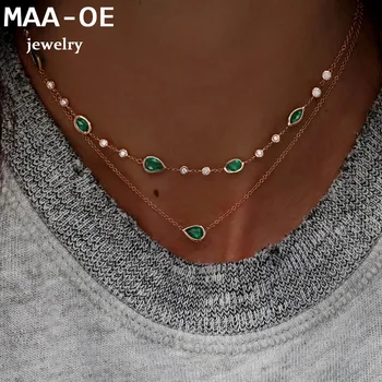 New 2020 Fashion Gold Green Water Drops Stone Pendant Necklaces For Women Necklace Multilevel Female Boho Vintage Jewelry Gift
New 2020 Fashion Gold Green Water Drops Stone Pendant Necklaces For Women Necklace Multilevel Female Boho Vintage Jewelry Gift
