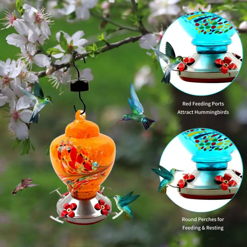 Hummingbird Feeders Handmade Stained Glass Decorations With Perching Frame Include Hanging Ropes And Container Hooks
Hummingbird Feeders Handmade Stained Glass Decorations With Perching Frame Include Hanging Ropes And Container Hooks