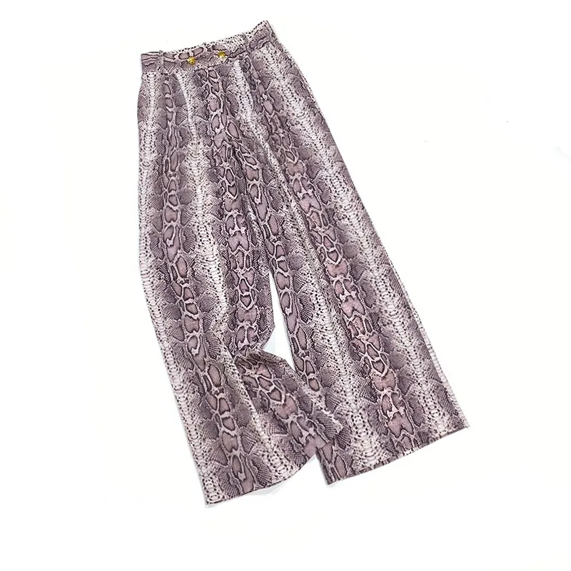 High Waist Snake Skin Wide Leg Pants 2020 Autumn Newest Designer Fashion 100% Real Crepe Silk Vintage Empire Long Trousers
High Waist Snake Skin Wide Leg Pants 2020 Autumn Newest Designer Fashion 100% Real Crepe Silk Vintage Empire Long Trousers