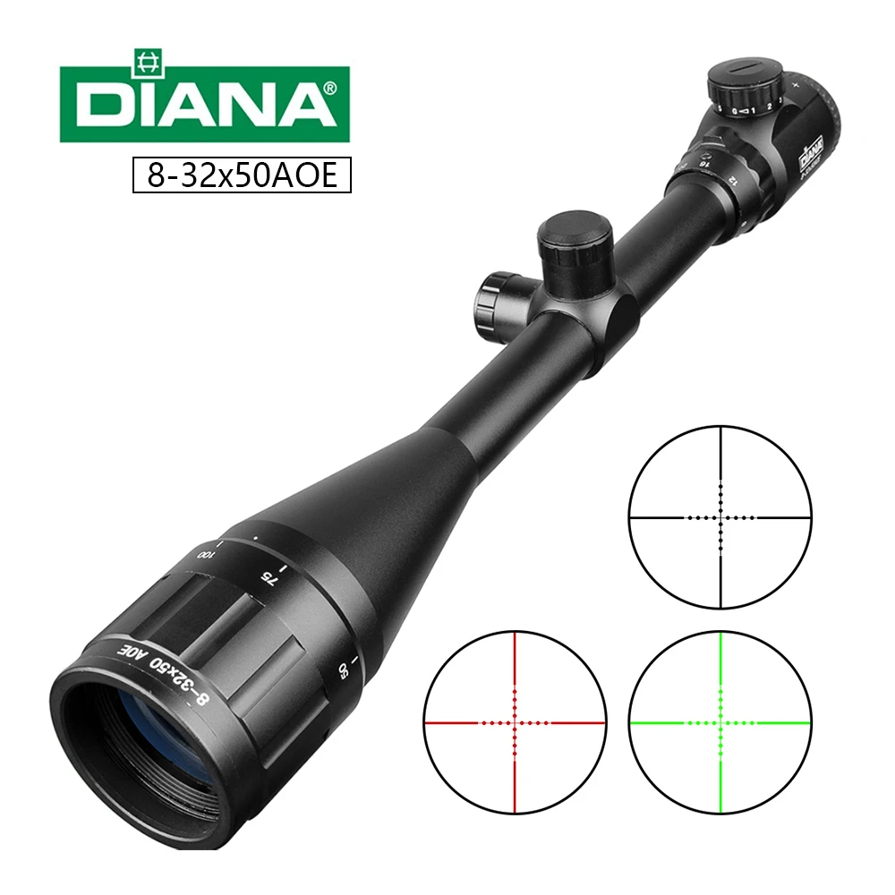DIANA 8 32X50 Тактическая Винтовка оптика красная точка зеленый Снайпер прицел