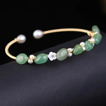 Green Stone Beads Cuff Bangle For women Wedding Party Jewelry Flower Freshwater Pearl Bracelet Handmade Gold Color Bangles Gifts
Green Stone Beads Cuff Bangle For women Wedding Party Jewelry Flower Freshwater Pearl Bracelet Handmade Gold Color Bangles Gifts