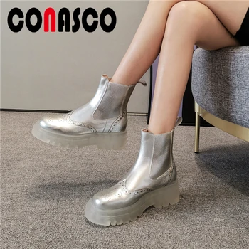 CONASCO Genuine Leather Autumn Winter New Women Ankle Boots Fretwork Boots Fashion Concise Casual Platforms High Heels Boots 
CONASCO Genuine Leather Autumn Winter New Women Ankle Boots Fretwork Boots Fashion Concise Casual Platforms High Heels Boots