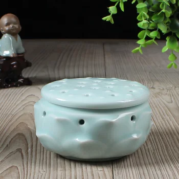 

Longquan Celadon Ceramic Porcelain Incense Stove Lotus Shape Burner Holder Furnace Buddha Censer Incense Sticks Incense Coils 6