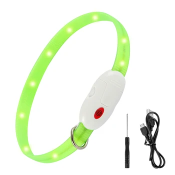 LED Dog Cat Pet Collar USB Rechargeable Flashing Night Collars Luminous Anti-Lost Avoid Car Accident Safety Pets Harnesses Leads