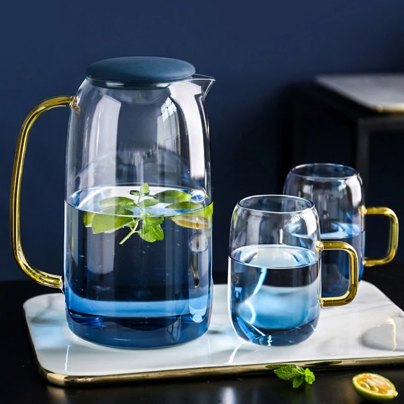 Фото Стеклянный кувшин для воды домашний чайник стеклянный с ручкой - купить