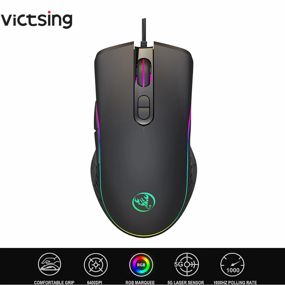 VicTsing 6400DPI Wired Gaming Mouse RGB 7 Programmable Button Mouse Comfortable Grip Mice For Gamer Overwatch Dota 2 PUBG LOL
VicTsing 6400DPI Wired Gaming Mouse RGB 7 Programmable Button Mouse Comfortable Grip Mice For Gamer Overwatch Dota 2 PUBG LOL