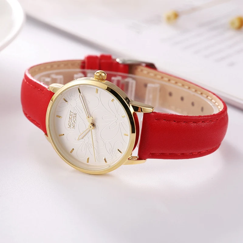 Disney-Women-s-Flower-Dial-Leather-Band-Quartz-Waterproof-Watches-Ladies-Fashion-Simple-Buckle-Alloy-Case (2)
