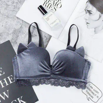 Cat Ear Lace Trim Bra Velvet Thick Seamless Wire Free Bralette Solid Color Adjustable Push Up Bras,
Cat Ear Lace Trim Bra Velvet Thick Seamless Wire Free Bralette Solid Color Adjustable Push Up Bras,